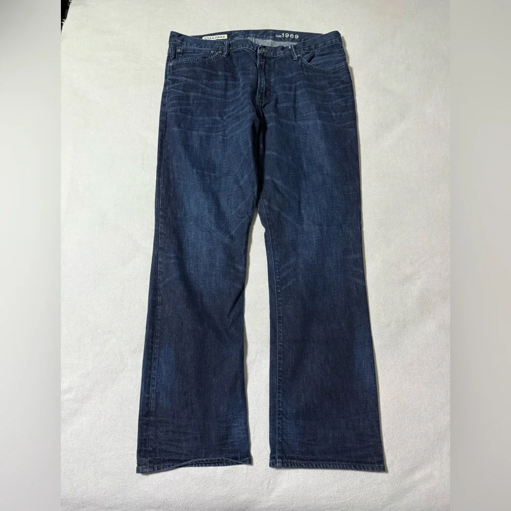 Gap 1969 Jeans Mens 40x33 Blue‎ Standard Straight Dark Wash Mid Rise Denim